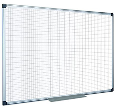 Bi-Office Maya Whiteboard mit leichtem Raster, Aluminiumrahmen, 90 x 60 cm, nicht magnetisch
