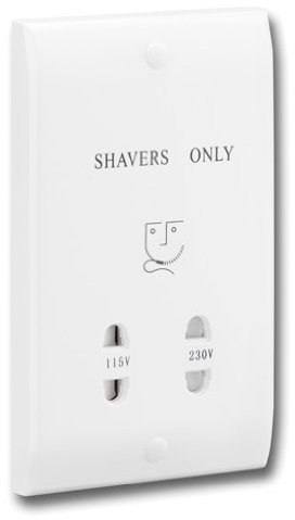 GREENBROOK SOCKET SHAVER - Bathroom Shaver Sockets - Double Gang -Curved Fron...