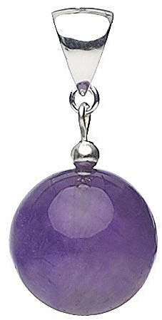 Anhänger aus echtem Amethyst & 925 Silber violett lila glatt Kugel Halsschmuck Damen