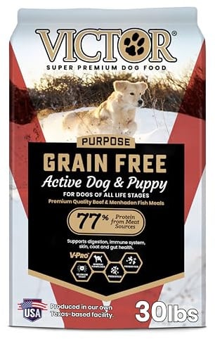 VICTOR Grain Free Dry Dog Food - High Protein Active Dog Kibble, 30 lb