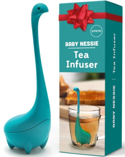 Baby Nessie Loose Leaf Tea Infuser by OTOTO - Cute Tea Strainer For Cups Or Bottles - BPA-Free With Long Handle Neck, Ball Body Lake Monster Silicone Tea Infuser For Herbal Tea - Turquoise