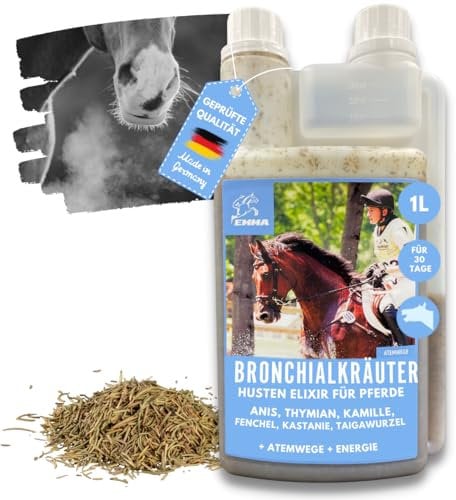 Sciroppo per la tosse Cavallo I Erbe bronchiali Timo Camomilla Finocchio Cavallo I Elisir Erbe respiratorie Cavallo I Free Airways I Booster energetico I Erbe respiratorie per la tosse Cavallo 1L