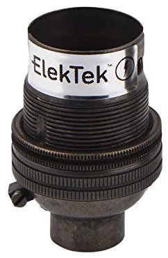 ElekTek Lampenfassung, ungeschalteter Bajonettsockel, B22, 10 mm, mit Lampenschirm, bronzefarben