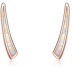 WINNICACA Ohr Climber Ohrringe Rose Gold Opal Bar Sterling Silber Stallone Oktober Geburtsstein Ohrringe Geschenke für Frauen Mädchen Geburtstag Weihnachten