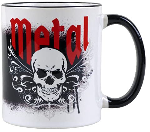 Fördeblau Heavy-Metal Tasse im Totenkopf-Design - 330ml aus Keramik - Coole Kaffeetasse als Geschenkidee für Metalheads und Headbanger
