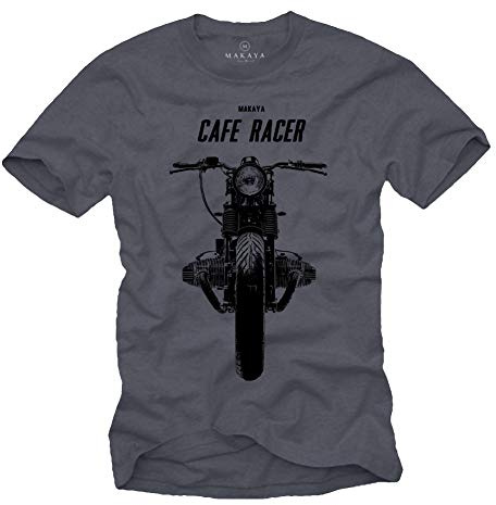Cafe Racer T-Shirt Boxer Twin Motorrad Graublau Herren Größe XL