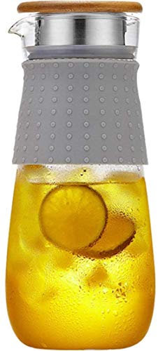 zaizai Glas Mit Deckel Und Ohne Wasserleck, Becher - 100% Bpa-Freie Weinabteilung, Eistee-Wasserkocher Mit Deckel, Karaffe (Einzelkanne, Kein Zubehör)