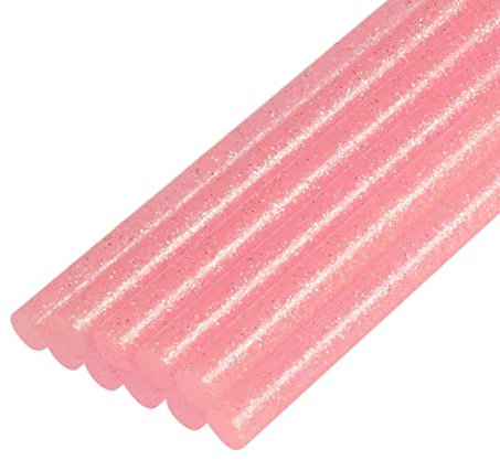 sourcing map Mini Hot Glue Sticks for Glue Gun 0.27-inch x 4-inch Pink Glitter 10pcs