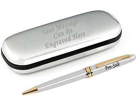 Paul Clover Personalised Engraved Pens with Engraved Chrome Case – Luxury Gift Ideas for Your Loved Ones on Birthday and Anniversary – Enter Your Custom Text