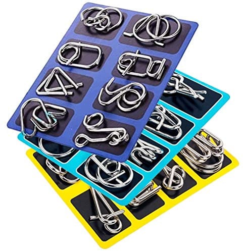 Brain Teaser Wire Puzzles - 24 Pack Puzzle Toys - Intelligence Mind IQ Test Game - Kids & Adults