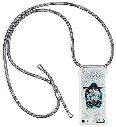 PekaTech Handykette für iPod Touch 5/6/7(2019), Glitzer Flüssig Bewegende Treibsand Hülle mit Band Umhängetaschen+Hüllen mit Umhängeband Handykordel mit Schutzhülle Stylische Kette mit Case