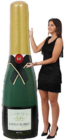 Giant Blow Up Champagne Balloon Bottles 6ft - Pack of 1 - Party Festival New Years Celebrations Pool Summer 6 Feet/180cm Tall