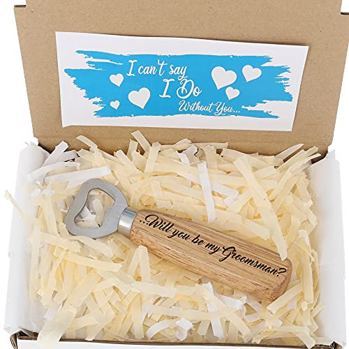 Personalised Will You be My Groomsman/Best Man Engraved Wooden Handle Bottle Opener Groomsman Gift Wedding Favour Gift for Him Keepsake Novelty Personalised Best Man Groomsman Proposal (Best Man)