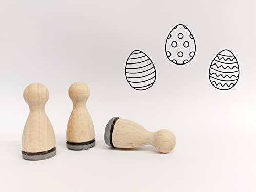 Ministempelset Ostereier | 3 Stempel mit 12mm Durchmesser | Holzstempel Frühling/Ostern