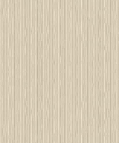 Rasch Tapeten 521450 - Einfarbige Vliestapete in Beige mit Linien in 3D Optik aus der Kollektion Concrete - 10,05m x 0,53m (LxB)