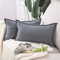 Madizz 2er Set kurzen Chenille Zierkissenbezüge weicher dekorativer Kissenbezug für Sofa, Schlafzimmer Kissenhülle Grau 40x60 cm Rechteckig