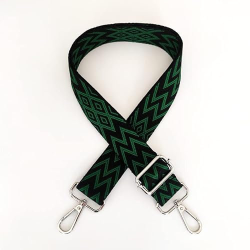 Boho Verstellbar Schulterriemen für Taschen 3.8cm Mehrfarbiger Breiter Taschengurt Schultergurt für Damen und Herren Verstellbar Riemen Taschenhenkel Umhängegurt für Taschen Handtaschen,Grün Schwarz