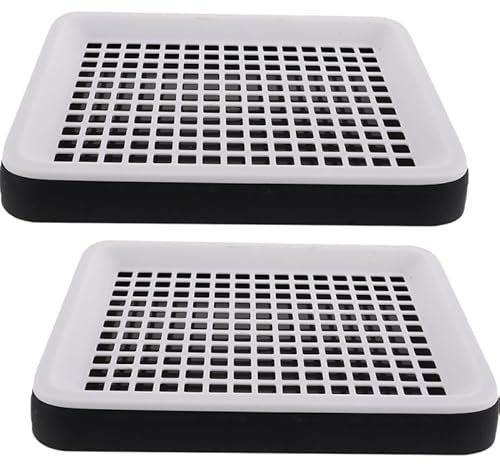 POPETPOP Guinea Pig Litter Pan with Grate: 2Pcs Small Animal Litter Box Rabbit Litter Tray - Bunny Restroom Litter Tray Rat Litter Box for Small Animal Rabbit Guinea Pig Critters Chinchilla