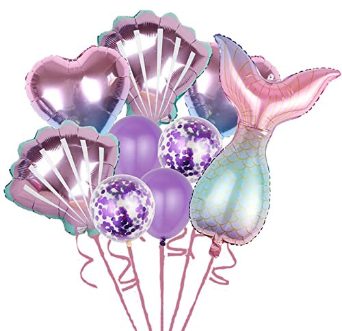 Catelves 9 Stück Meerjungfrau Geburtstag Deko, Meerjungfrauen Geburtstag, Meerjungfrauen Luftballon, Luftballons Meerjungfrau, Meerjungfrau Folienballon, Meerjungfrau Luftballons Set,Deko Meerjungfrau