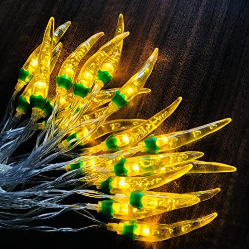 Riaxuebiy Gelb Chili Lichterketten LED Seil Feen Nachtlicht Pfeffer Chili Lampen Batterie Warmweiß für Weihnachten Hochzeit Urlaub Party Dekoration (Gelb Chili, 6m/40LED)