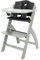 Abiie Beyond Junior Wooden High Chair with Tray - Convertible, Adjustable, Foldable High Chair for Babies and Toddlers - 6 Months to 250 Lb - Water Resistant - Misty Grey Wood/Black Pearl Cushion