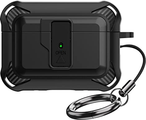 Teyomi TPU Hülle für AirPods Pro 2. Generation, Schutzhülle für Apple Airpods Pro 2 mit Sicherheitsschlösser, Merch Design Airpods Pro 2 Case [Magnetischer Auslöser-Schalter] (Schwarz)