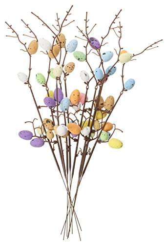 ABOOFAN 10 Stücke Bunte Ostereier Deko Künstliche Zweige für Bodenvase Osterdeko Osterstrauch Eier Dekoeier Dekozweige Kinder DIY Kranz Girlande Ostern Dekoration Blumenstrauß