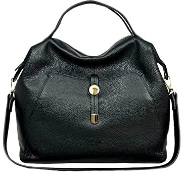 Cheval Firenze Handtasche Markab, echtes Leder, hergestellt in Italien, Schwarz