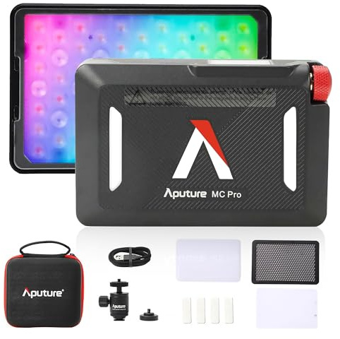 Aputure MC Pro RGBWW Videoleuchte Wasserdicht IP65 5W 2000-10000K | Hohe Helligkeit 1585 Lux bei 0,5 m, verstellbare magnetische Anziehungskraft für Fotografie, Videograf