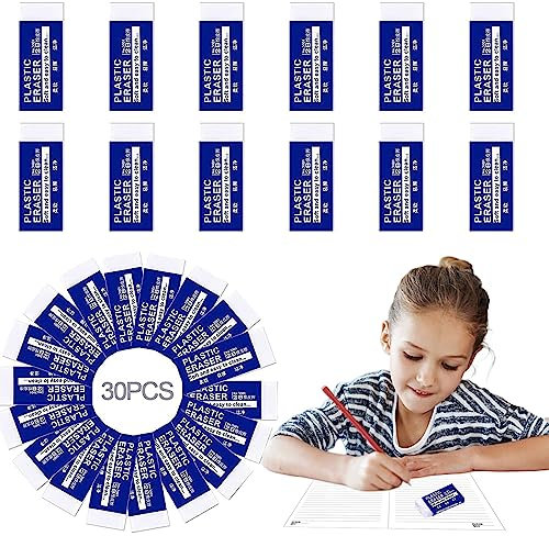 30 Pièces Gomme Blanche, 2B Gomme à Effacer, Gomme, Gommes douce et durable, Sans Débri, Ne Laisse Pas de Trace, Gommes à Effacer Convient pour Étudier Dessiner Concevoir Travailler