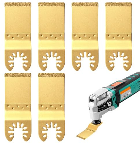 6pack 35mm Oscillating Saw Blades, Carbide End Multi Tool Blade, Universal Quick Release Carbide Multitool Blades, Titanium Carbide Multitool Kits for Metal Wood Nails Screws