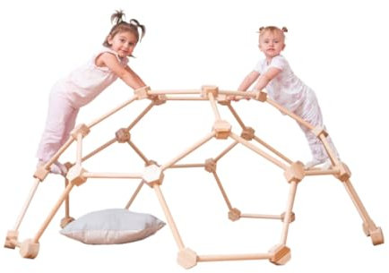 Wood And Hearts Spinnen-Montessori-Spielhalle, handgefertigte Möbel für Kleinkinder, Kletterhalle, Massivholzspielzeug in verschiedenen Größen (Naturholz) (XL)