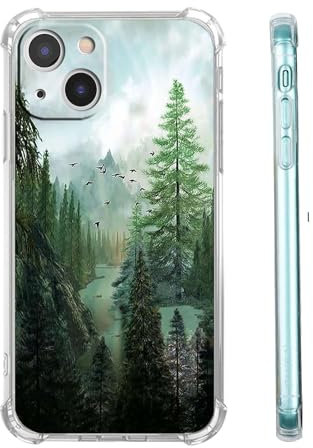 mehidpur Schutzhülle für iPhone 13, Motiv: Berge und Vögel, schöne Landschaft, Naturwald, für Damen und Mädchen, weiche TPU-Schutzhülle für iPhone 13