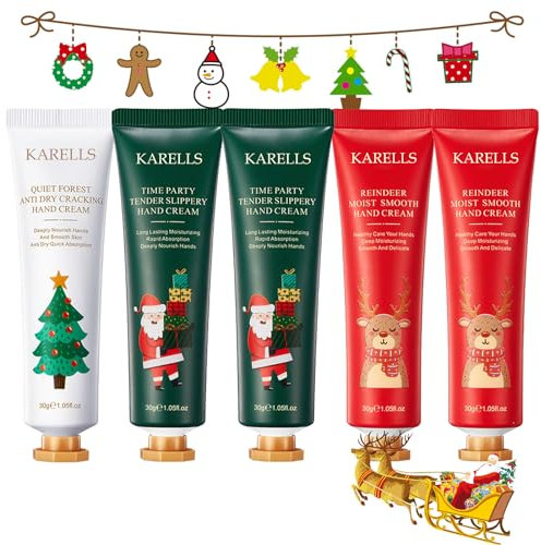 Crema per le mani,Regalo di Natale,Crema Nutriente Per Le Mani,Creme Mani Portabili,Regalo Donna,per il piede, per l'inverno, profumo, per il giorno, crema idratante,5 pezzi