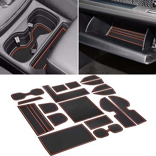 SENSHINE for Honda CR-V CRV Accessories 2023 2024 Cup Holder Insert Center Console Liner Trim Door Packet Mats Non-Slip Anti Dust Premium Custom Interior 18PC Set (Orange Trim)