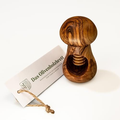das Olivenholzbrett® / Schiaccianoci con filettatura a vite in legno d'ulivo a forma di fungo/Schiaccianoci in legno /