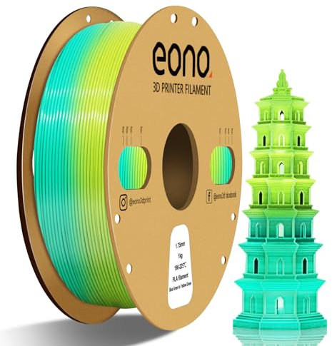EONO Temperaturwechsel PLA Filament 1,75mm Temperatursensitive Farbwechsel 3D Drucker Filament 1KG(2,2lbs), Blau Grün zu Gelb Grün