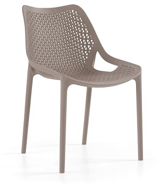 BrackenStyle Oxy Polypropylene Stackable Side Chair, Taupe | Durable, Commerical, Easy Clean Plastic