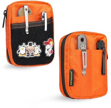 VIPERADE VE31 EDC Pouch Mini EDC Bag, Organisateur de Poche EDC Petit Sac d'organisation, Mini Pochette d'administration avec Fermeture Scratch pour Le Camping, Bushcraft/Stockage numérique - Orange
