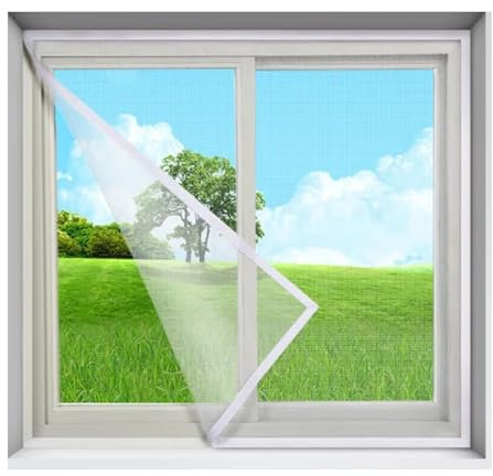 porta finestra,90x200cm,biancoZanzariera Adesiva Finestra, Fine Rete Zanzariera Fissa Regolabile con Nastri Adesivi Nessuna Perforazione