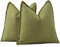 Madizz 2er Set Schlicht Chenille Kissenbezügen Weiche dekorative Kissenbezüge für Sofa Schlafzimmer Kissenhülle Moosgrün 40x40 cm Quadrat