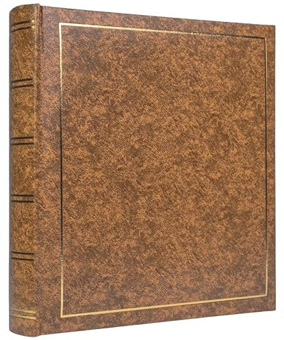 Ertom Fotoalbum Einsteckalbum Classic 22x22 cm, Album mit platz für Bildbeschreibung, Taschenalbum aus Vinyl-Ökoleder, Fotobuch für 200 Fotos 10x15, braun