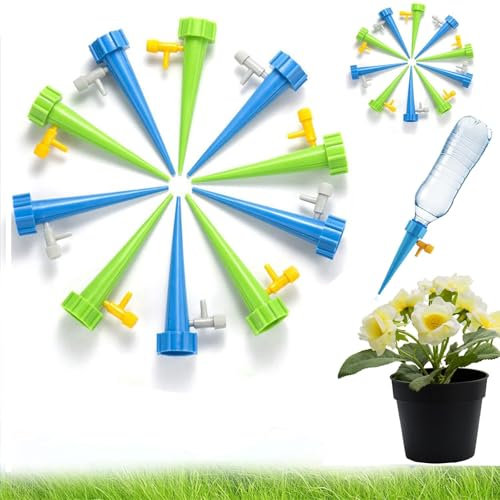 Frundoo 20PCS Riego por Goteo Automático,Riego por Goteo Botella con Válvula de Control,Ajustable Dispositivo de Riego,para Jardín Plantas en Maceta,Kit Autorriego para Plantas de Interior y Exterior