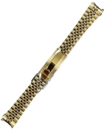 PctkeLsend 20mm Watchband Silver Glide-Lock Buckle Stainless Steel Bracelet Watch Parts fit for Seiko 40mm SUB Watch Case(Gold)