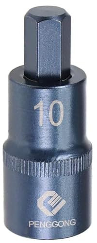Juttzzei 1/2 Drive H10 Hex Bit Socket, 8mm Allen Key Square Socket, Premium S2 Steel H10 Hex Bit with 2 Length