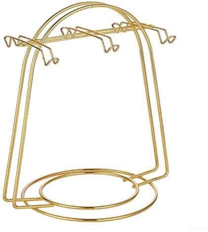 Honseadek Supporto per tazze da caffè, in acciaio inox, per bancone, 6 ganci, elegante colore dorato, espositore per tazze da tè (B)