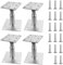 Pack de 4 Supports de Poteaux Réglables en Hauteur, Base de Sol pour Clôtures Abris pour Carrelage Support Aérien pour Poutres de Plancher Surélevé 16 vis, Argent