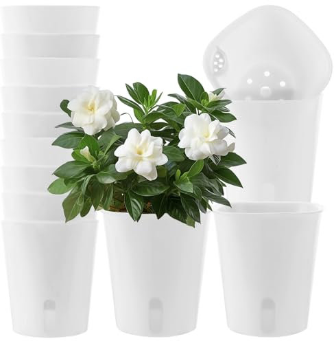 APACALI Lot de 14 pots de fleurs à arrosage automatique - 7,5 cm - Avec indicateur de niveau d'eau - Avec système d'irrigation - Pour l'intérieur et le balcon