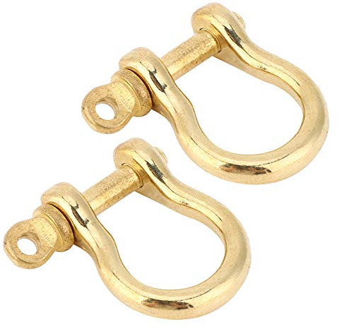 Ausla Messing Schäkel Klein 2er-Set D-Schäkel, Bügelschäkel aus Reinem Messing mit Schraubverbindung, 10 Mm Goldener Ankerschäkel für FOB, Schlüsselanhänger, Verbinder,