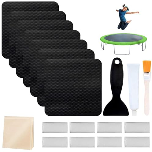 Trampolin-Flicken-Reparatur-Set, 4 x 4 Zoll, Trampolin-Flicken für Löcher oder Risse, Ersatz, professionelles Trampolin-Reparatur-Set, Trampolin-Zubehör, Trampolin-Flicken, Zelt-Reparatur-Set, Trampol